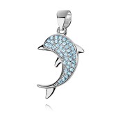 Pandantiv argint delfin cu pietre bleu DiAmanti Z1035C_AQ-DIA